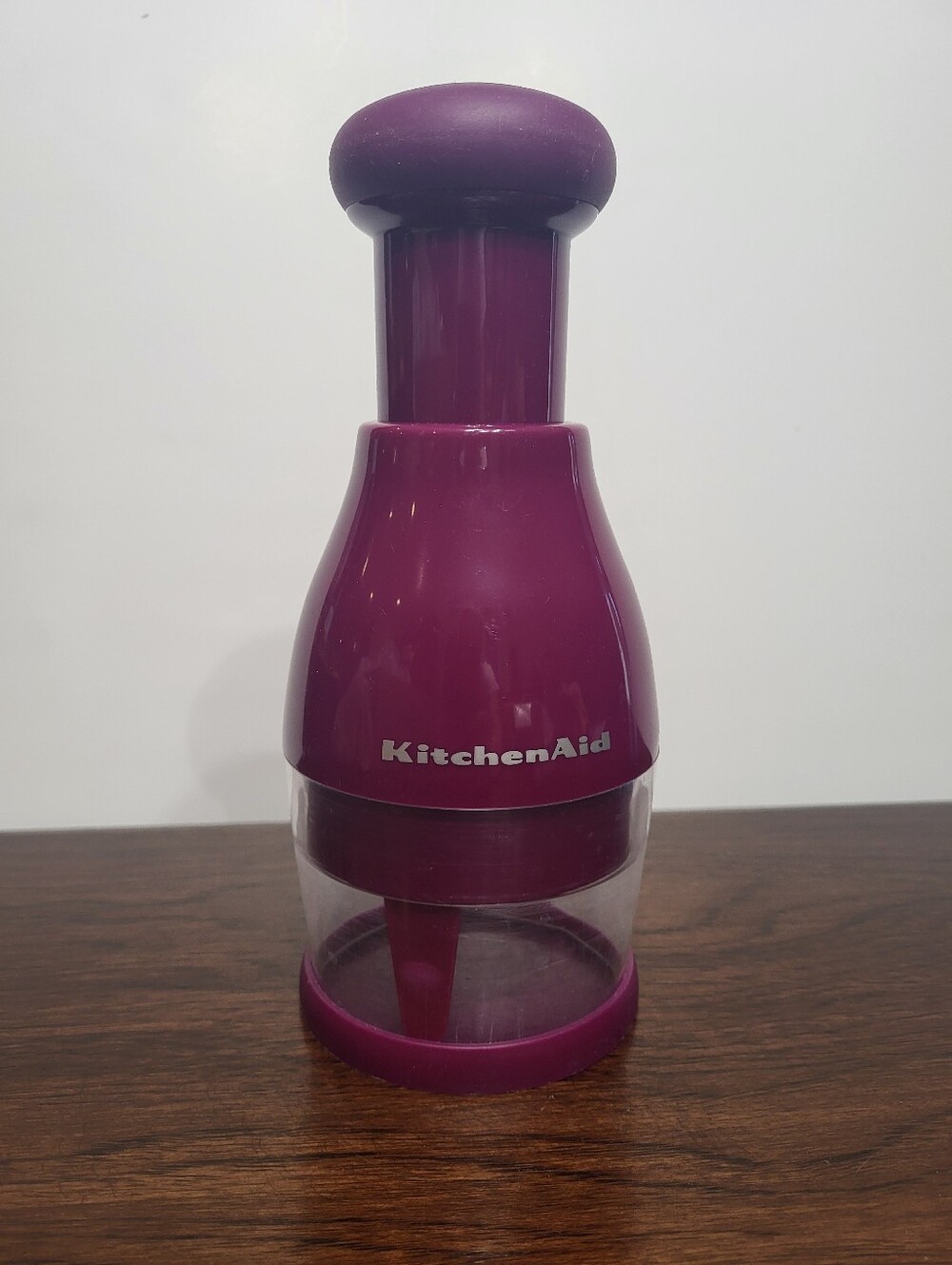 KitchenAid Red Hand Push Manual Chopper Stainless Steel Blade With Lid Works